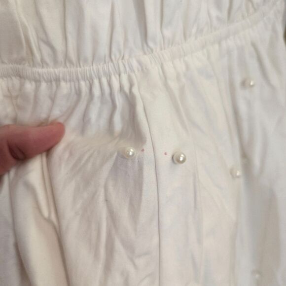 C/MEO pearl white romper shorts with bell ruffle sleeves M - Picture 8 of 9
